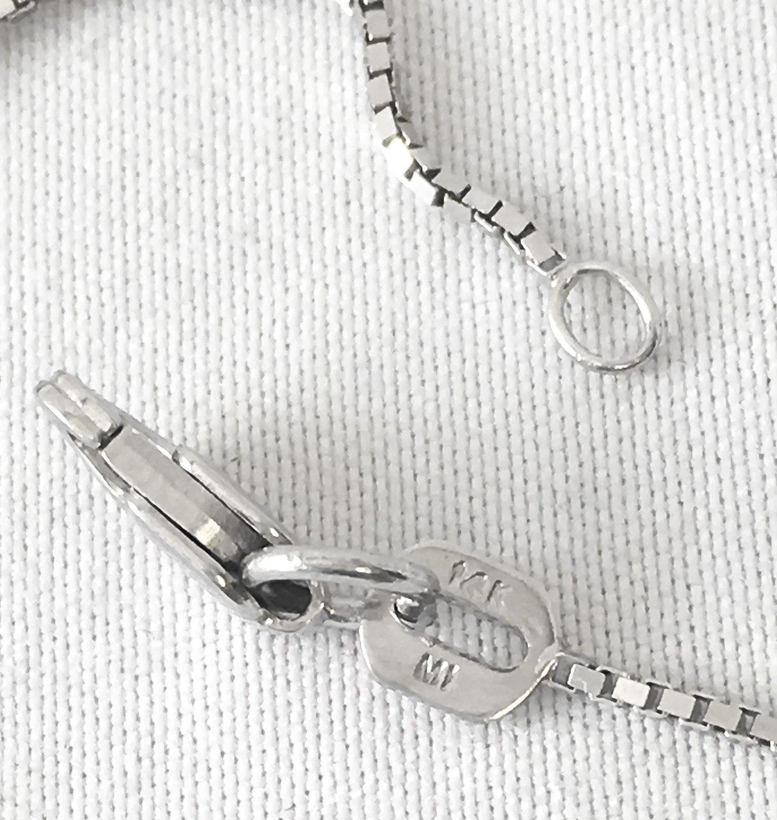 Vintage 14K White Gold Box Chain Necklace, Roughly 20″, Roughly 1mm Width