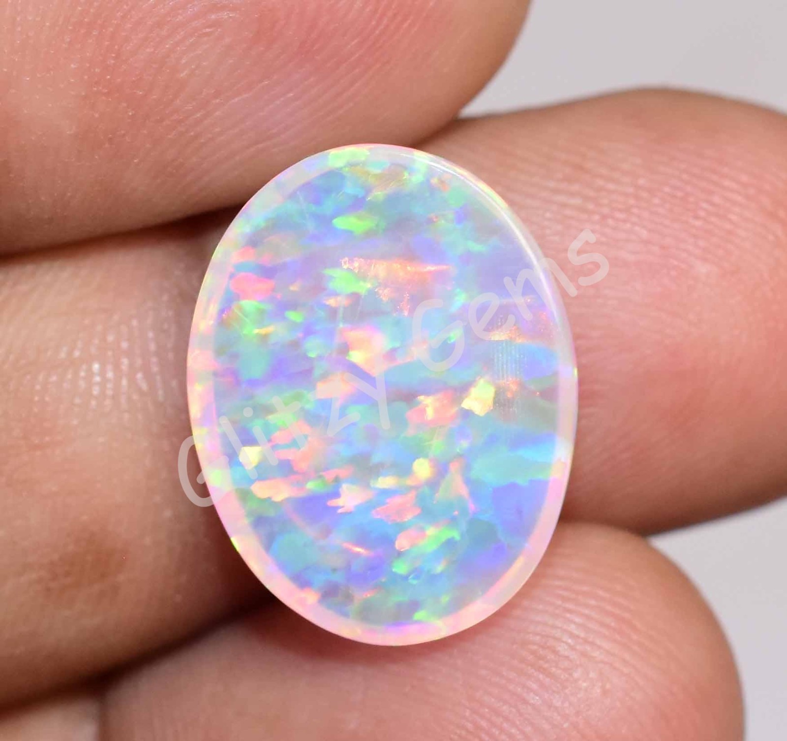 Natural Milky White Play Of Color Fire Opal 5.25 Ct Cabo Certified Gemstone