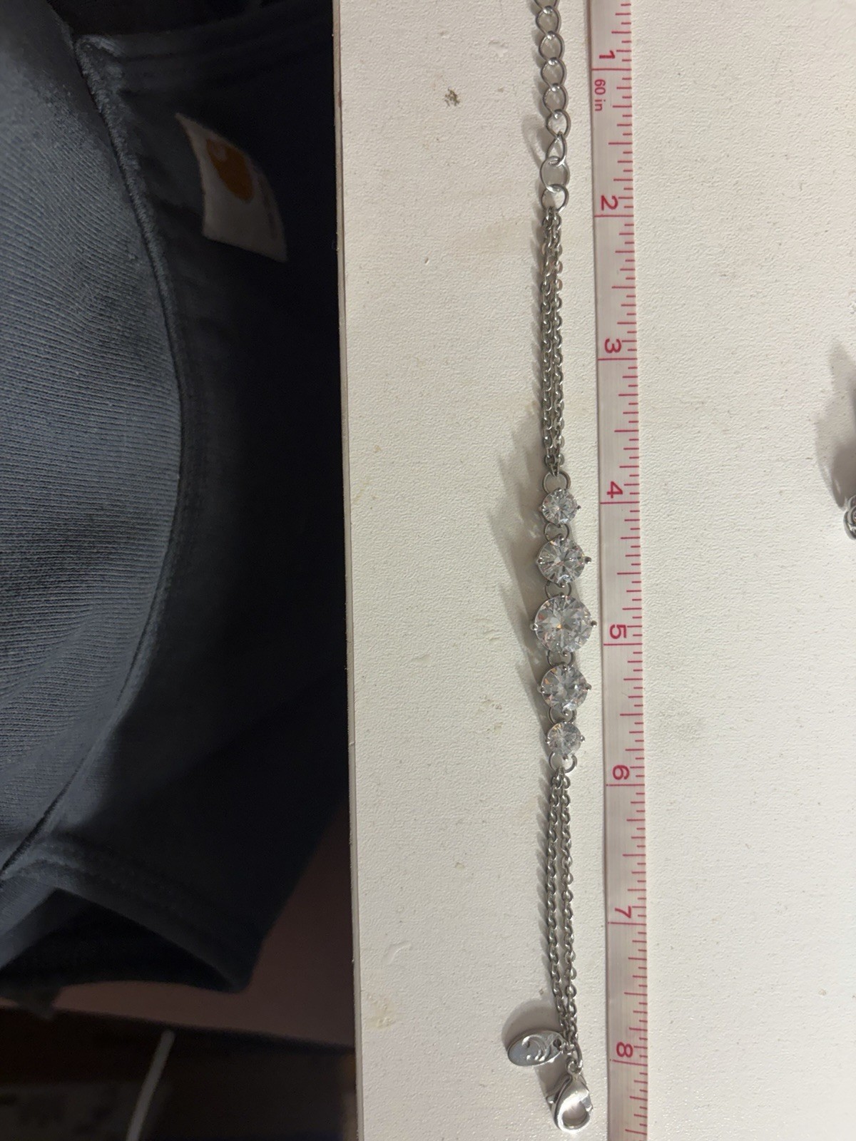 Charming Charlie Silver Tone Graduated Clear Crystal Bracelet Adjustable