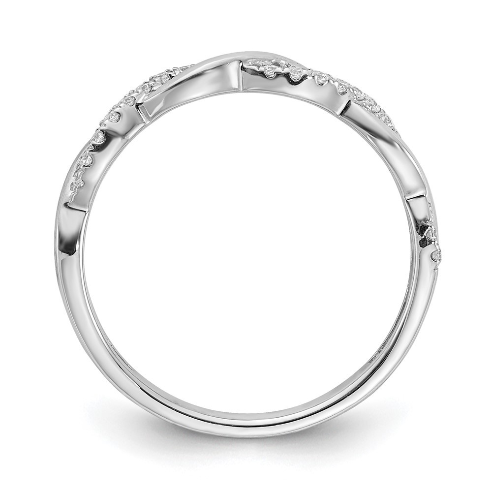 10k White Gold 1/8 Ct Lab Grown Diamond Complete Twist Wedding Band Ring Size 7
