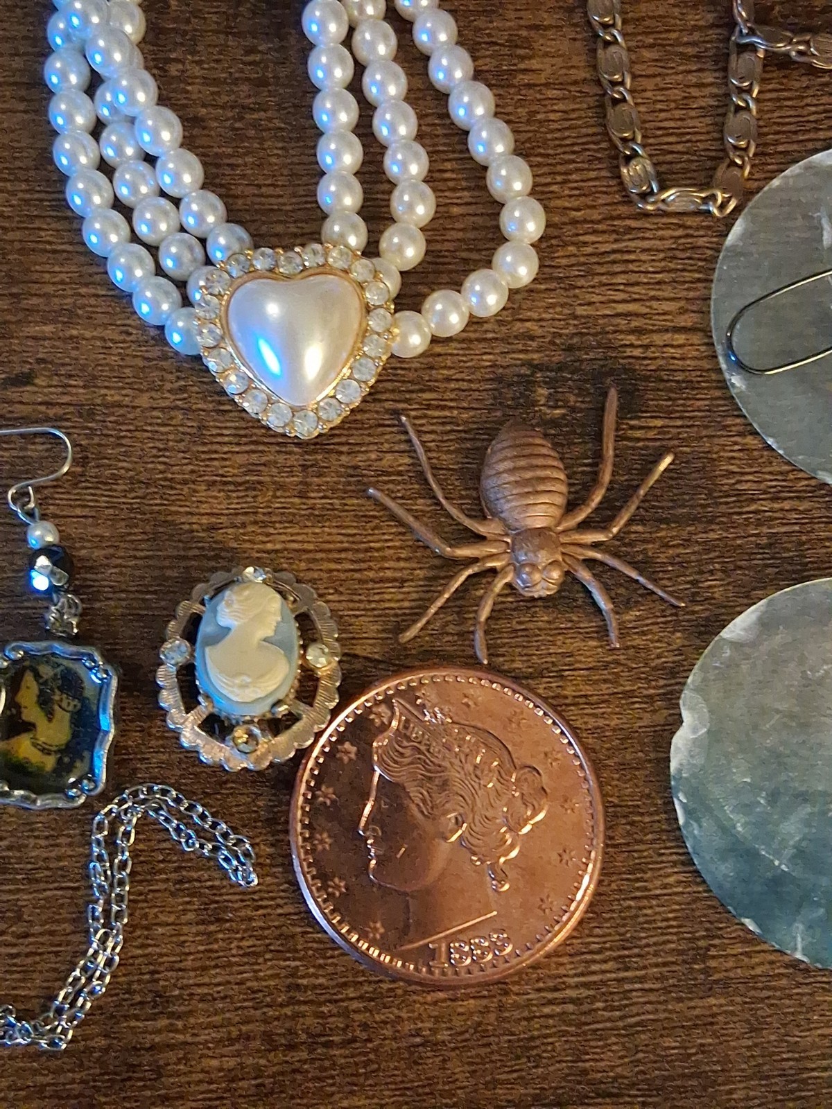 Assortment Costume Jewelry & Other Vintage Items Including 2 Ounces 999 Copper