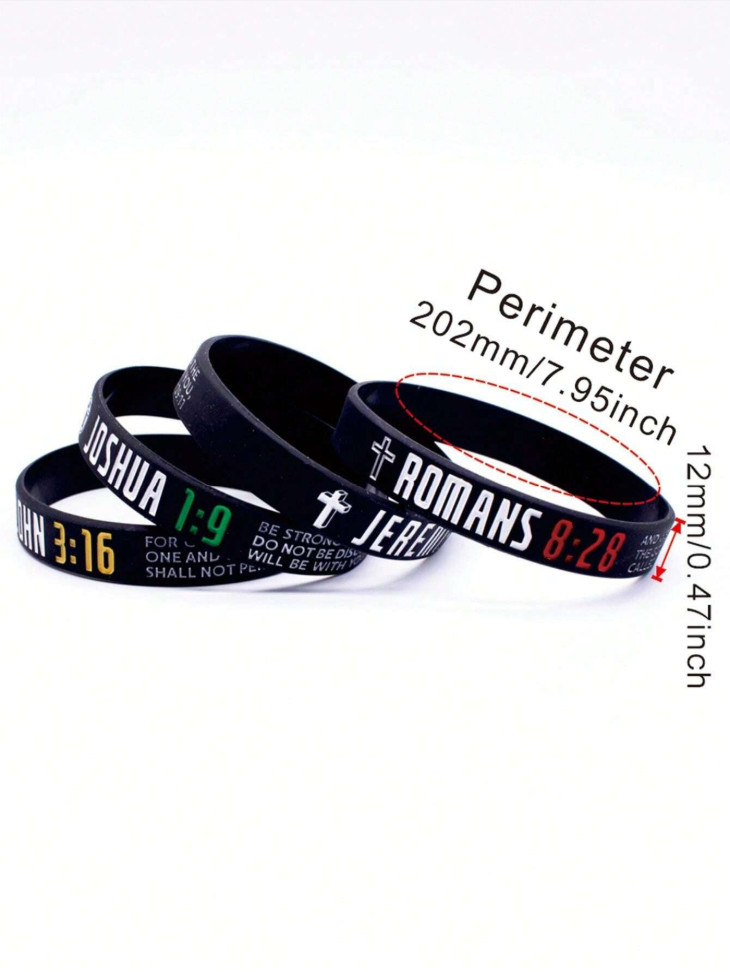 4Pcs Inspirational Bible Verse Silicone Wristband Christian Faith Rubber Band