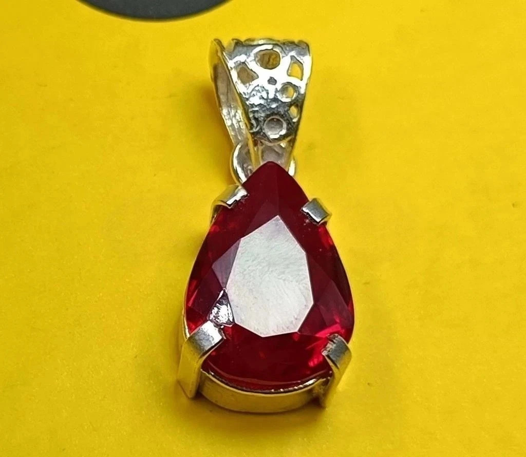 Certified Burma Red Ruby 24 Ct+ Loose Gemstone Natural 925 Solid Silver Pendant