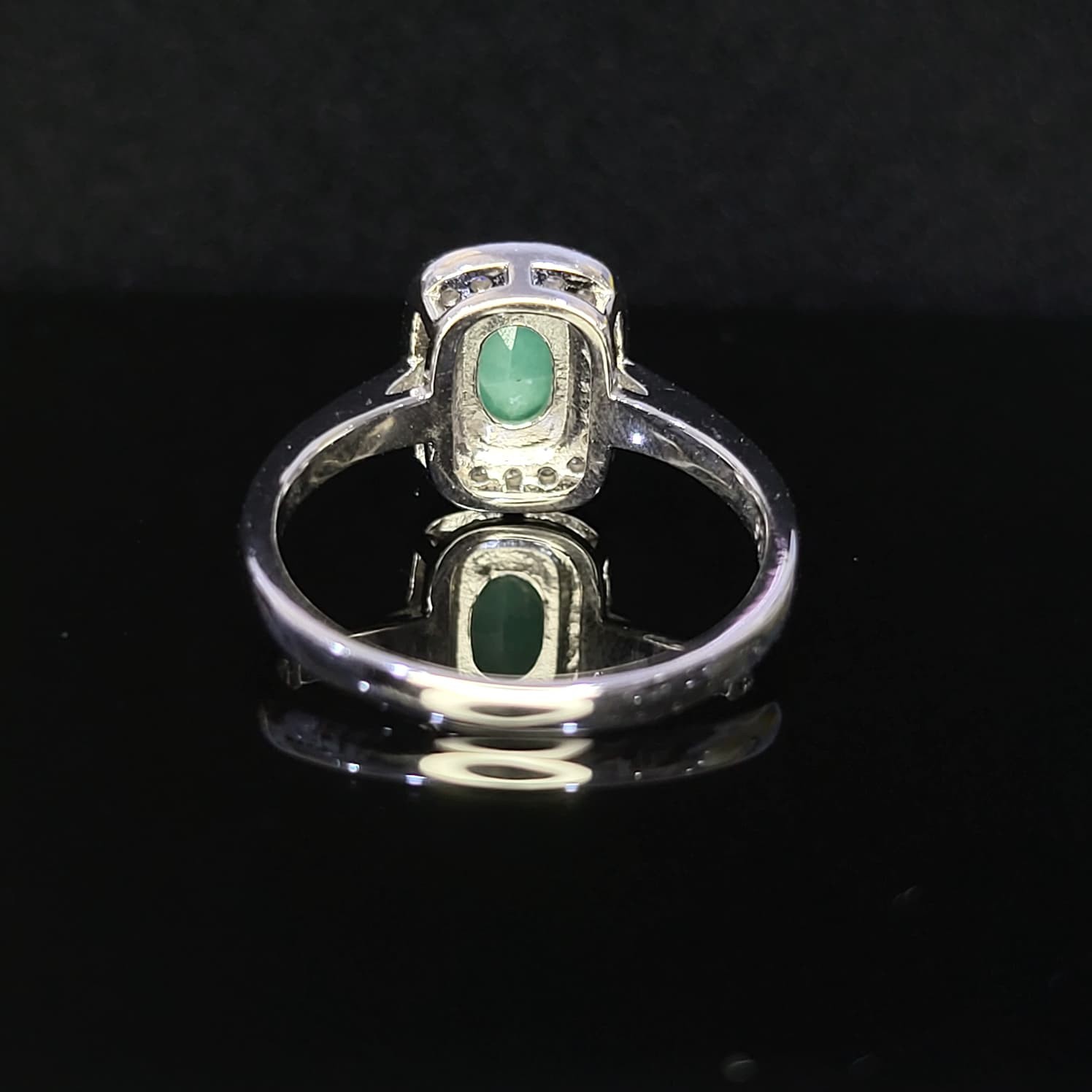 925 Sterling Silver Natural Emerald Ring Oval Top Rich Green Size 6