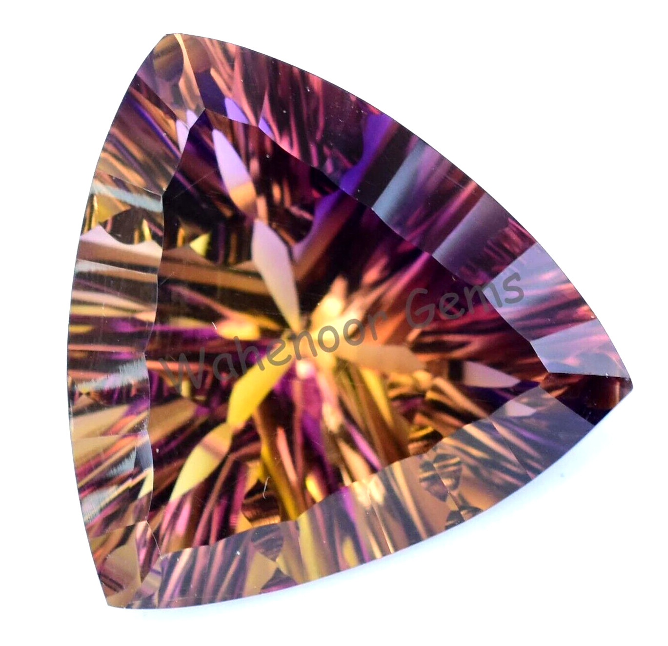 Flawless Natural Bi-Color Ametrine 27.45Ct Trillion Certified Untreated Gemstone