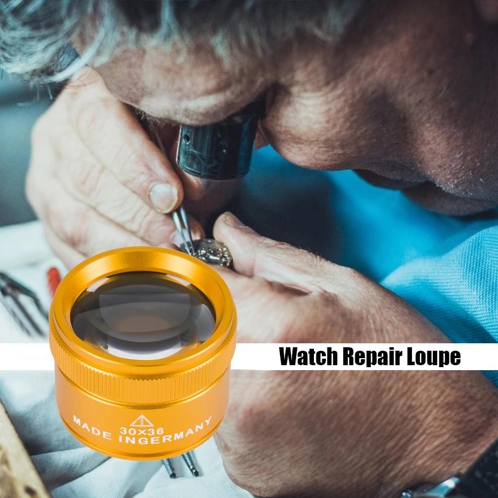 30X 36mm Magnifying Glass K9 Optical Lens Monocle For Watch Jewelry Coin Stamps