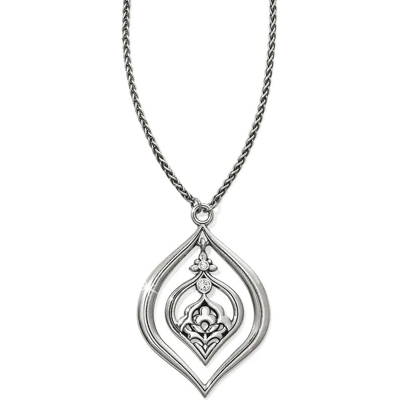 NWT Brighton CASABLANCA JEWELS SOFT Teardrop Crystal Silver Short Necklace $48