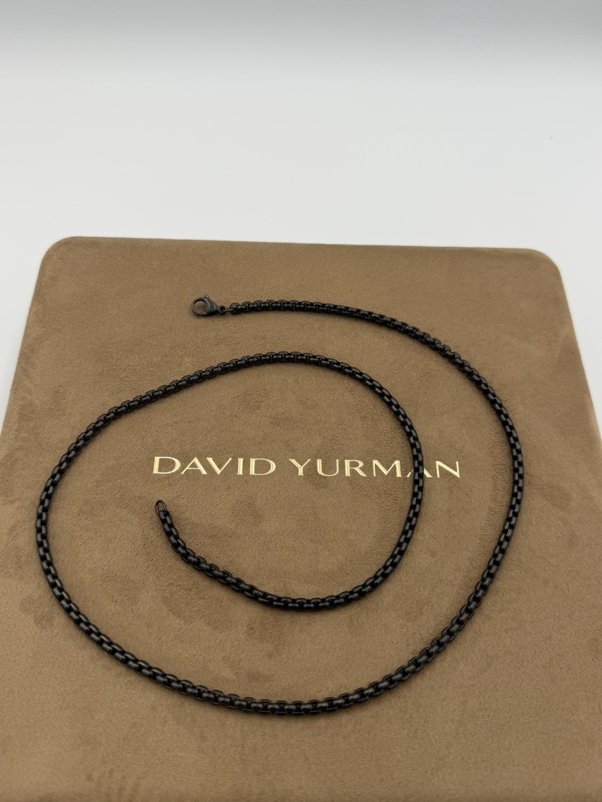 David Yurman Box Chain Necklace in Darkened Stainless Steel 4mm 26 inch