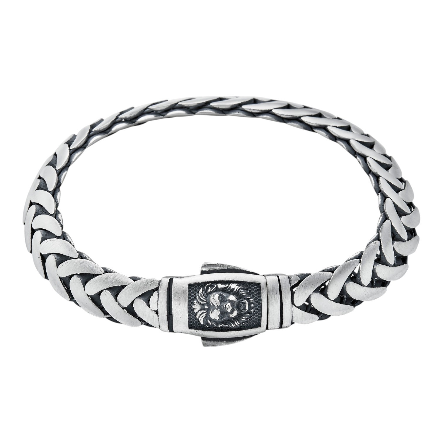 Mens Custom 10mm Wheat Link Bracelet W. Custom Lion Clasp Real 925 Silver