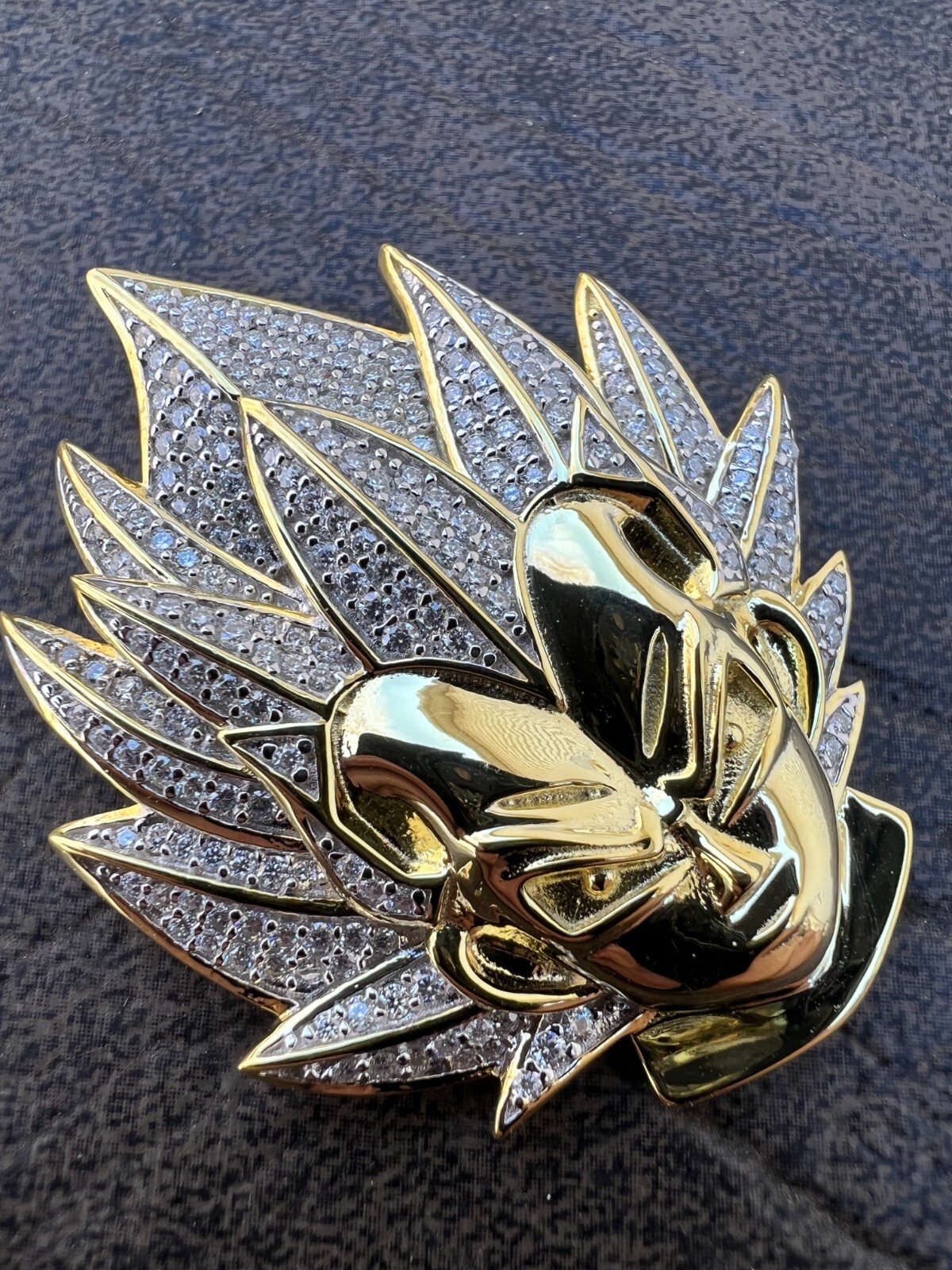 MOISSANITE Real Silver / Gold Plated Iced Goku Super Saiyan Dragon Ball Necklace