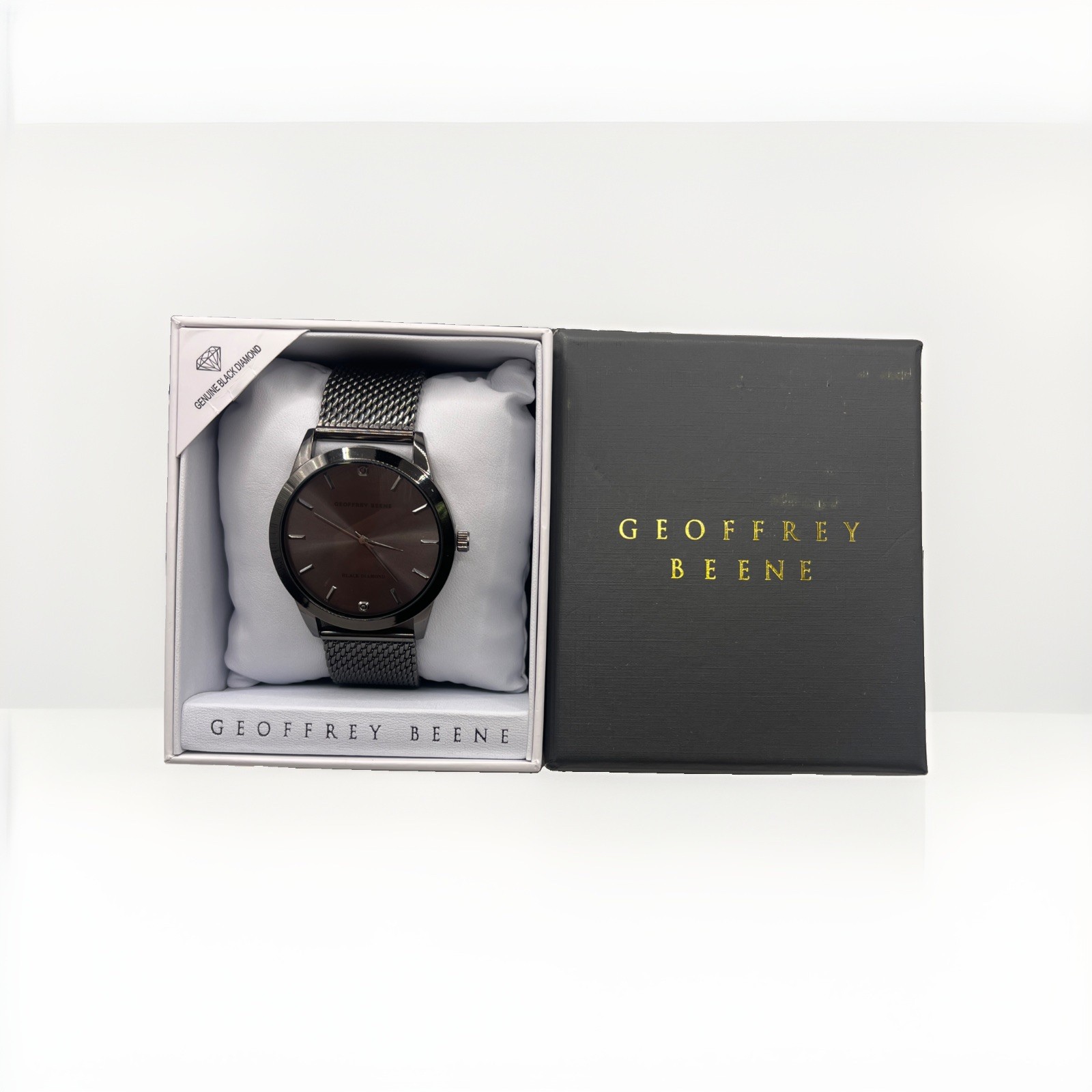 Geoffrey Beene Mens Watch. Gray Stainless Diamond. GB8207GU