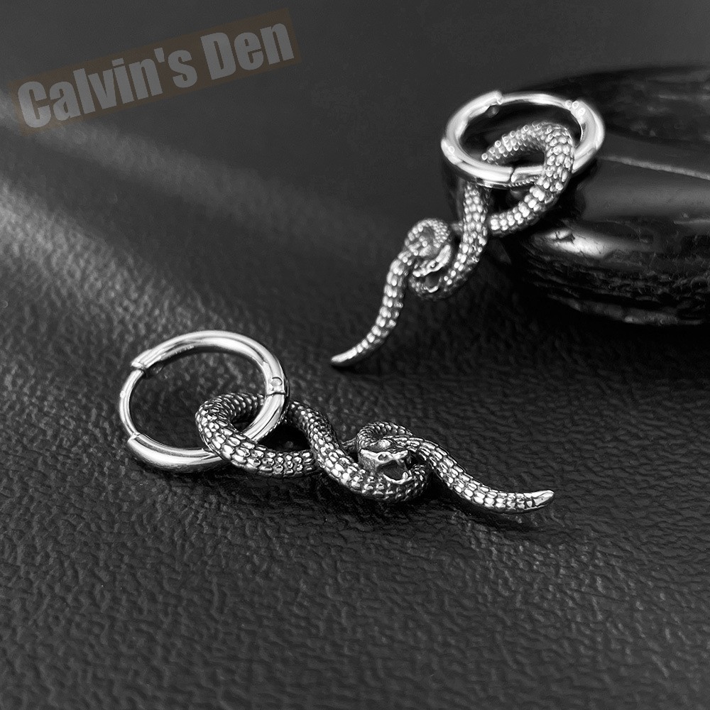 Stainless Steel Twisted Snake Earrings
