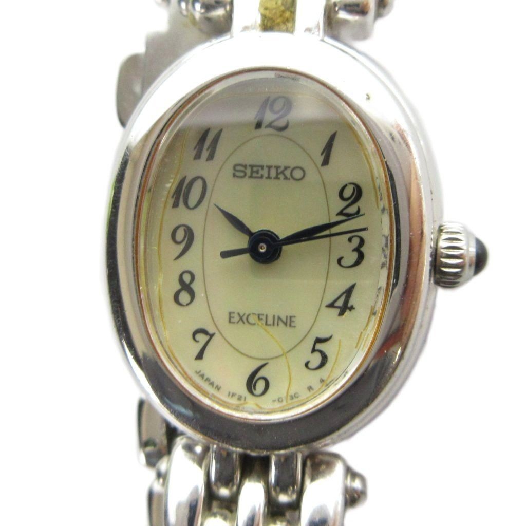 SEIKO 1F21 5030 EXCELINE Wristwatch Quartz Logo Silver Color GY18 MQ