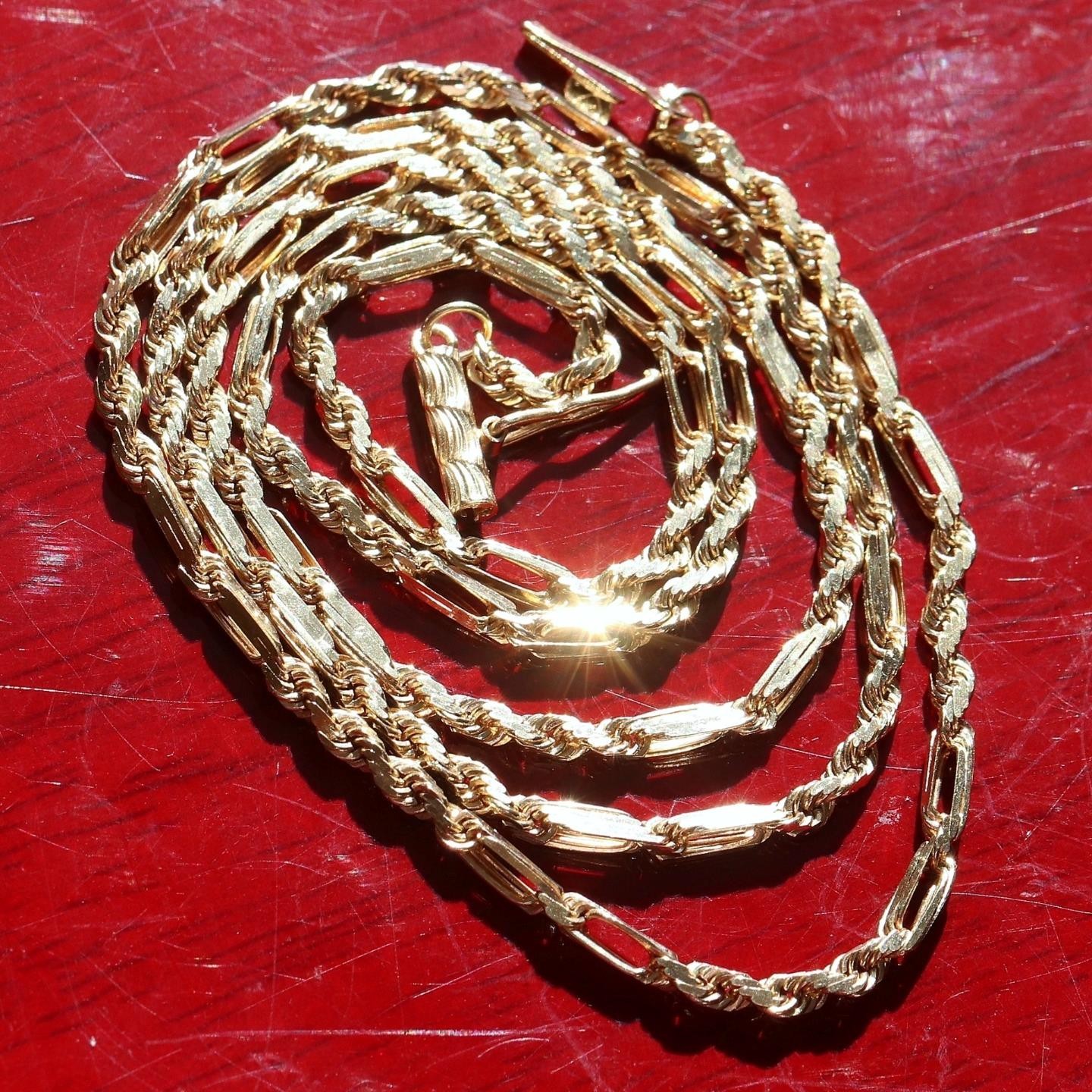 14k yellow gold necklace 20.0″ Figarope chain vintage 7.90gr N3637 Fortunoff