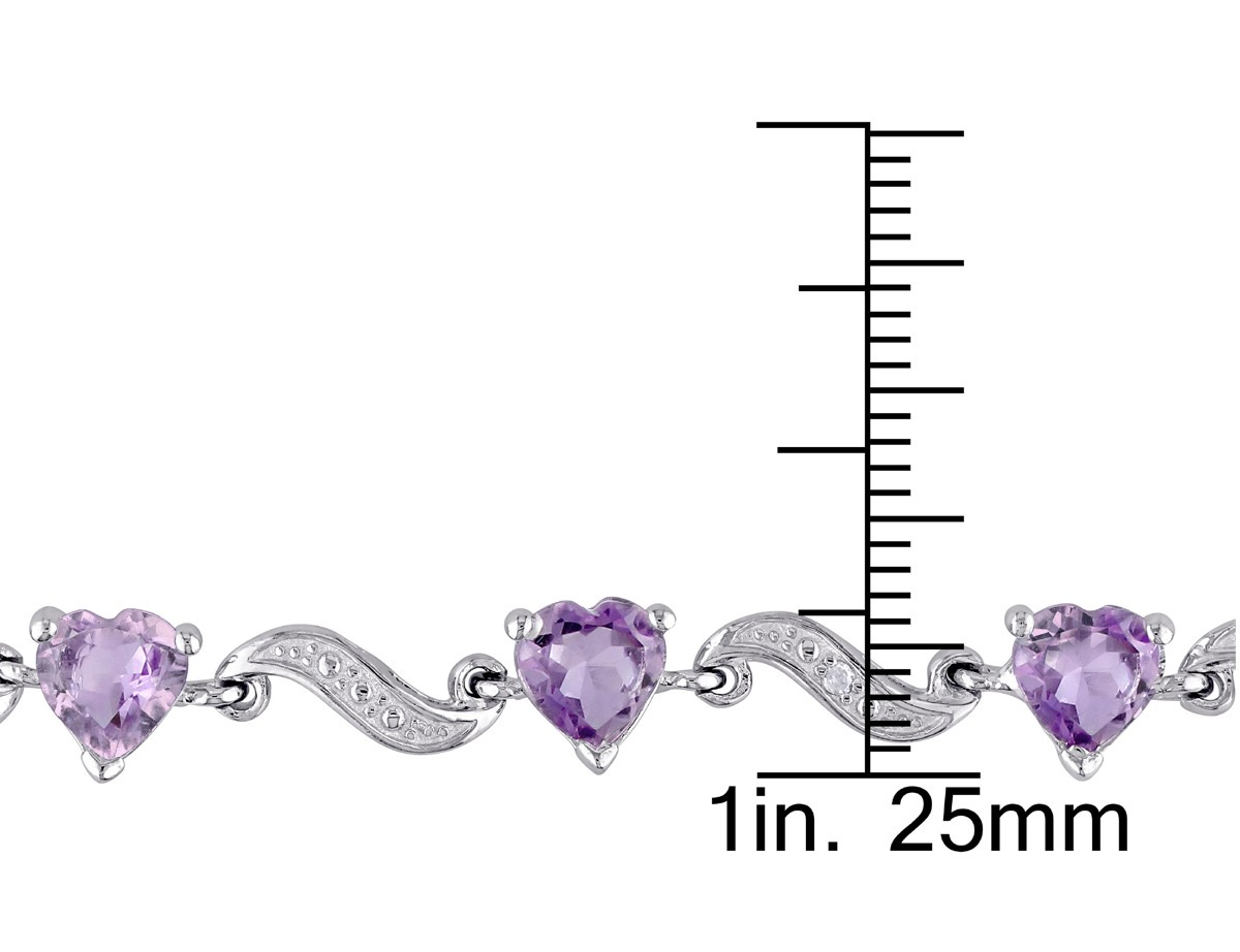 5.00 Carat (ctw) Amethyst Heart Bracelet in Sterling Silver (7 Inches)