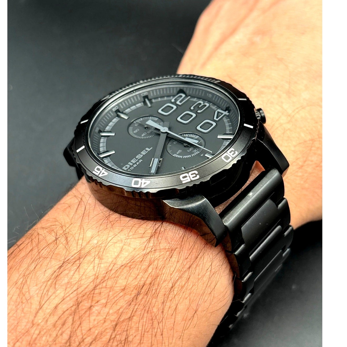 Diesel DZ4326 Men’s Double Down Chronograph Black Stainless Steel Watch NWOT