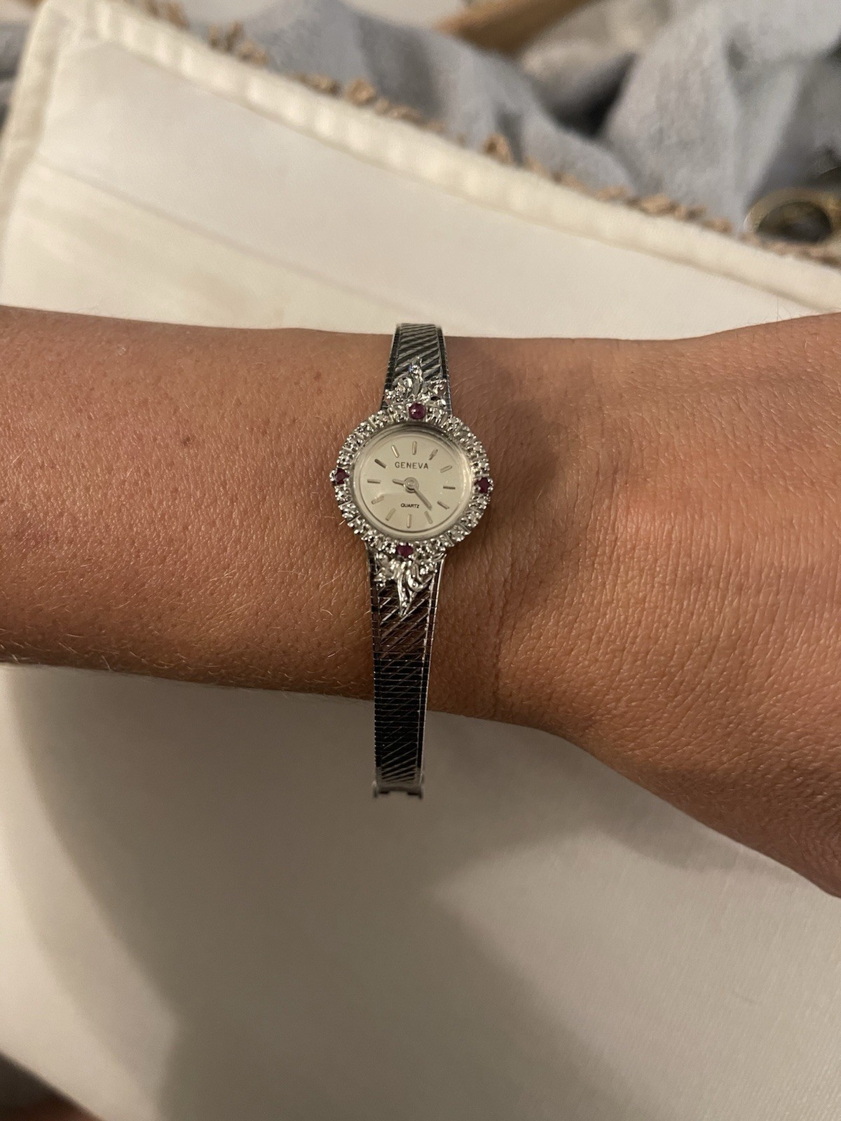VTG RARE Geneva Swiss GENUINE Ruby and Diamond Watch Women’s Cocktail Wristwatch