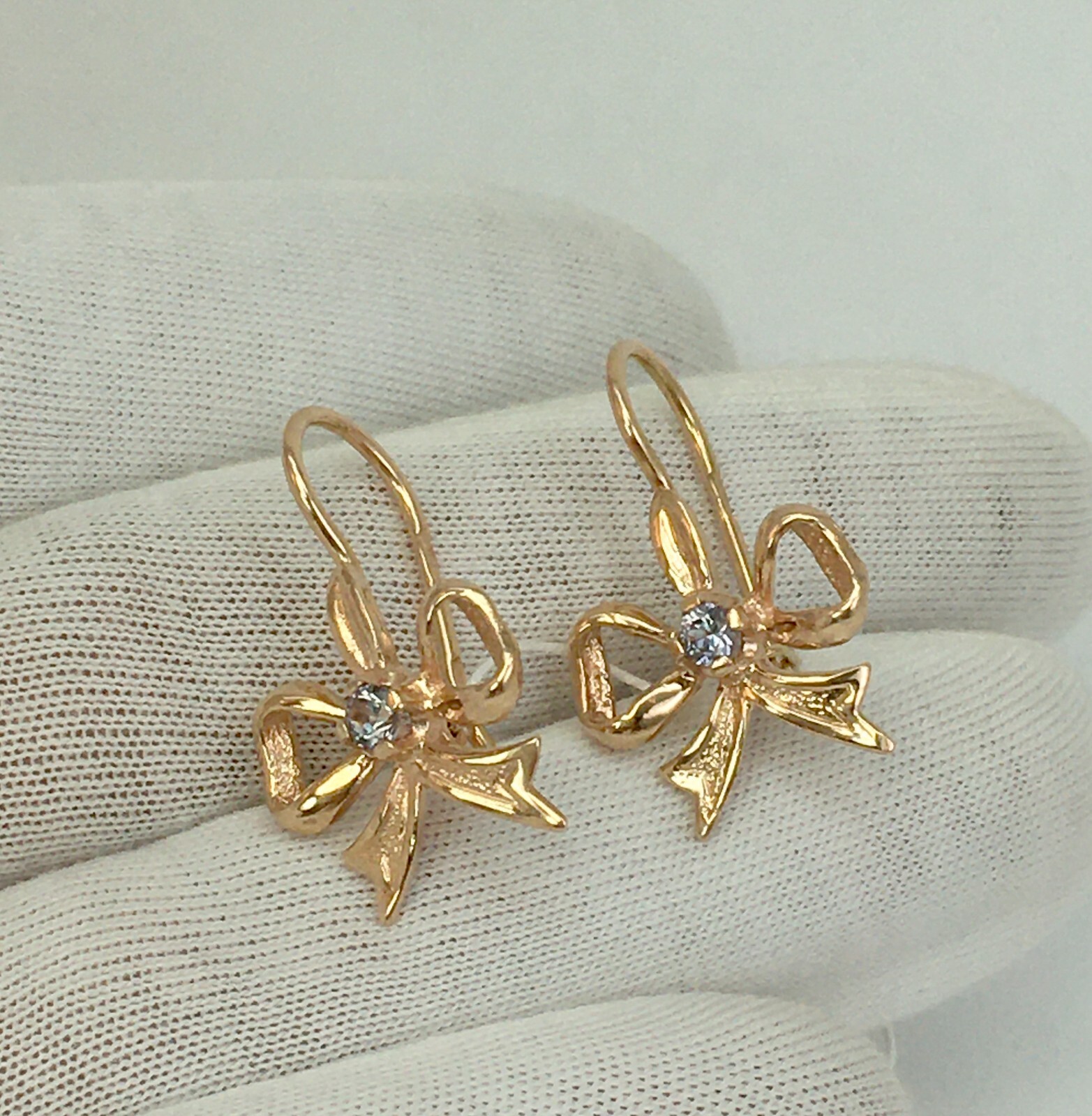 USSR Vintage Original Alexandrite (lab. made) Rose Gold Earrings 583 14K 4.02 g