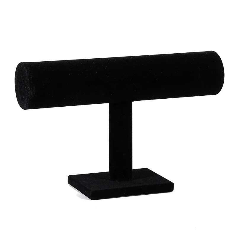 Velvet T-Bar Bracelet Display Stand Black Gray Jewelry Holder Watch Bangle Rack