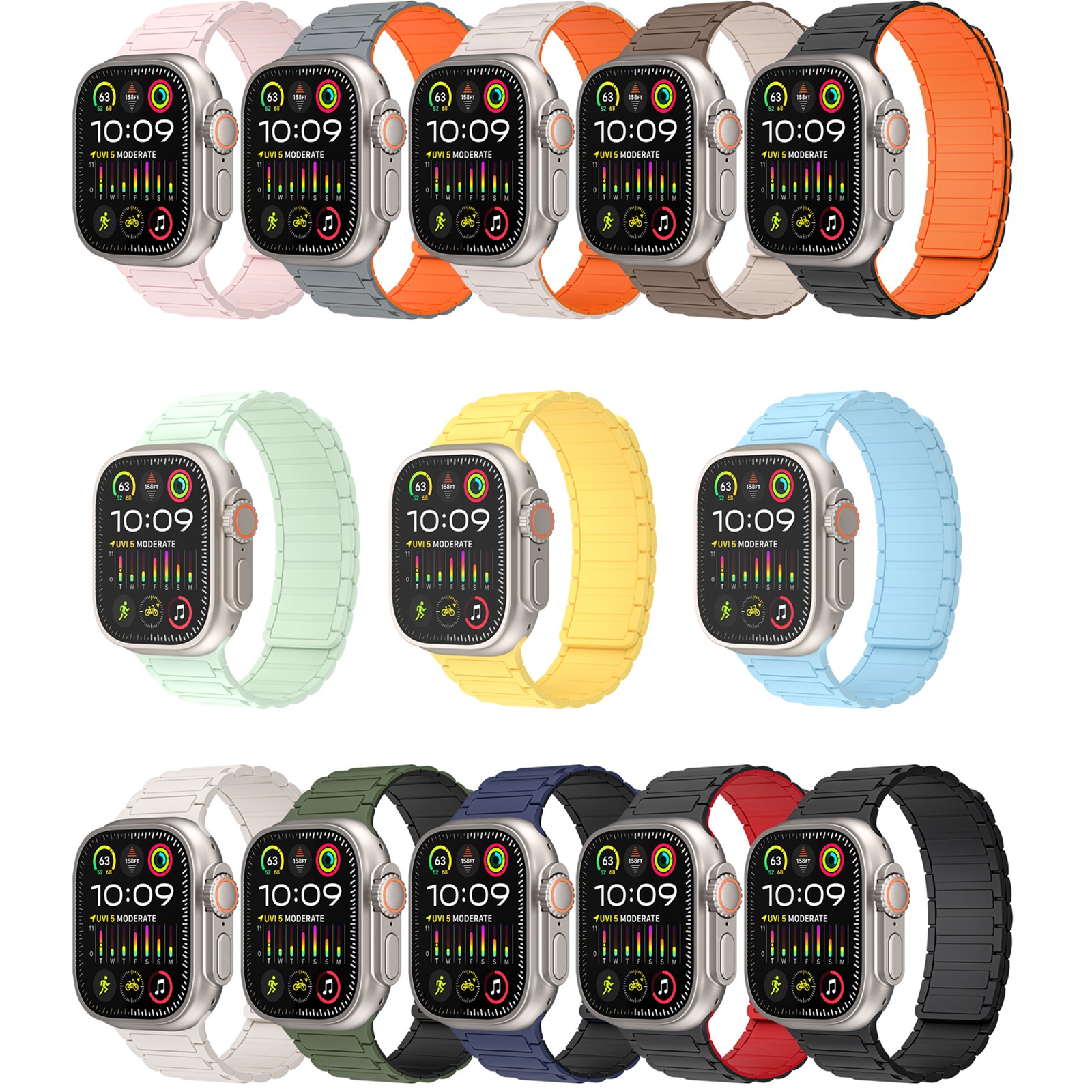 For iWatch Series 11 10 9 8 7 6 1 Ultra Magnetic Silicone Replacement Wristband