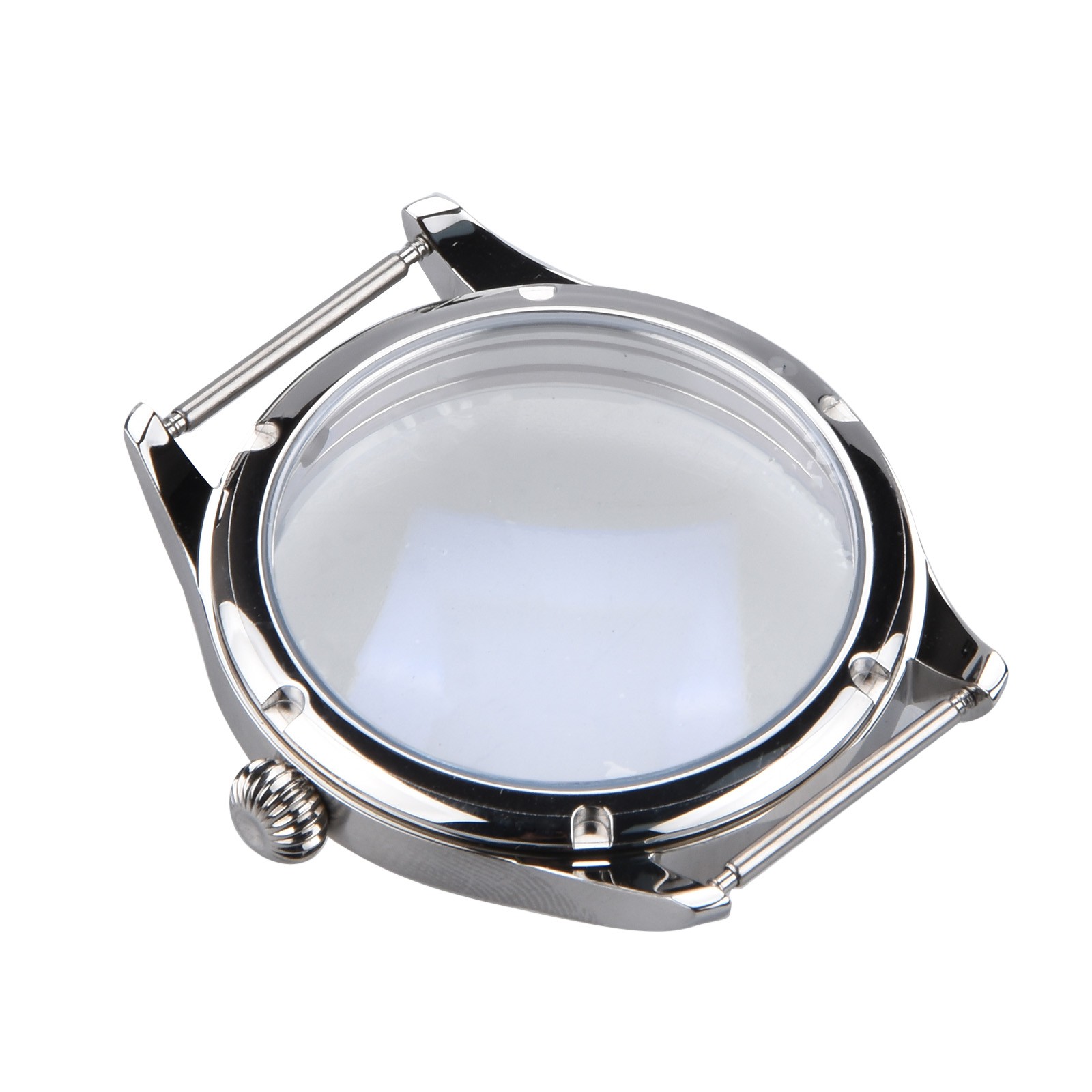 Silver 44mm Stainless Steel Watch Case For ETA6497/6498 Movement Replacement nn