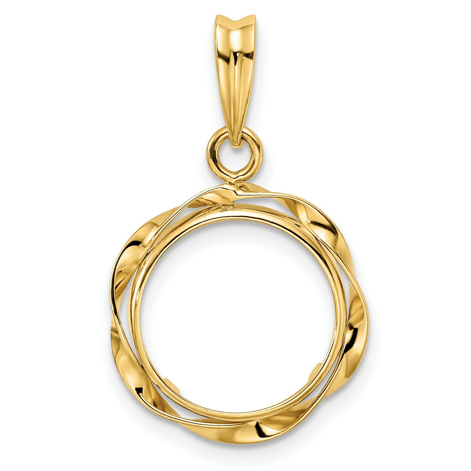 1849-1854 $1 Liberty Head Type 1 Prong Set Folded Ribbon Coin Bezel in 14k Gold