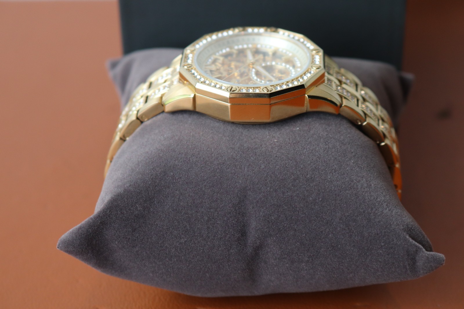 Bulova Octava Automatic Gold Tone Stainless St. Crystal Accent Men Watch 98A292