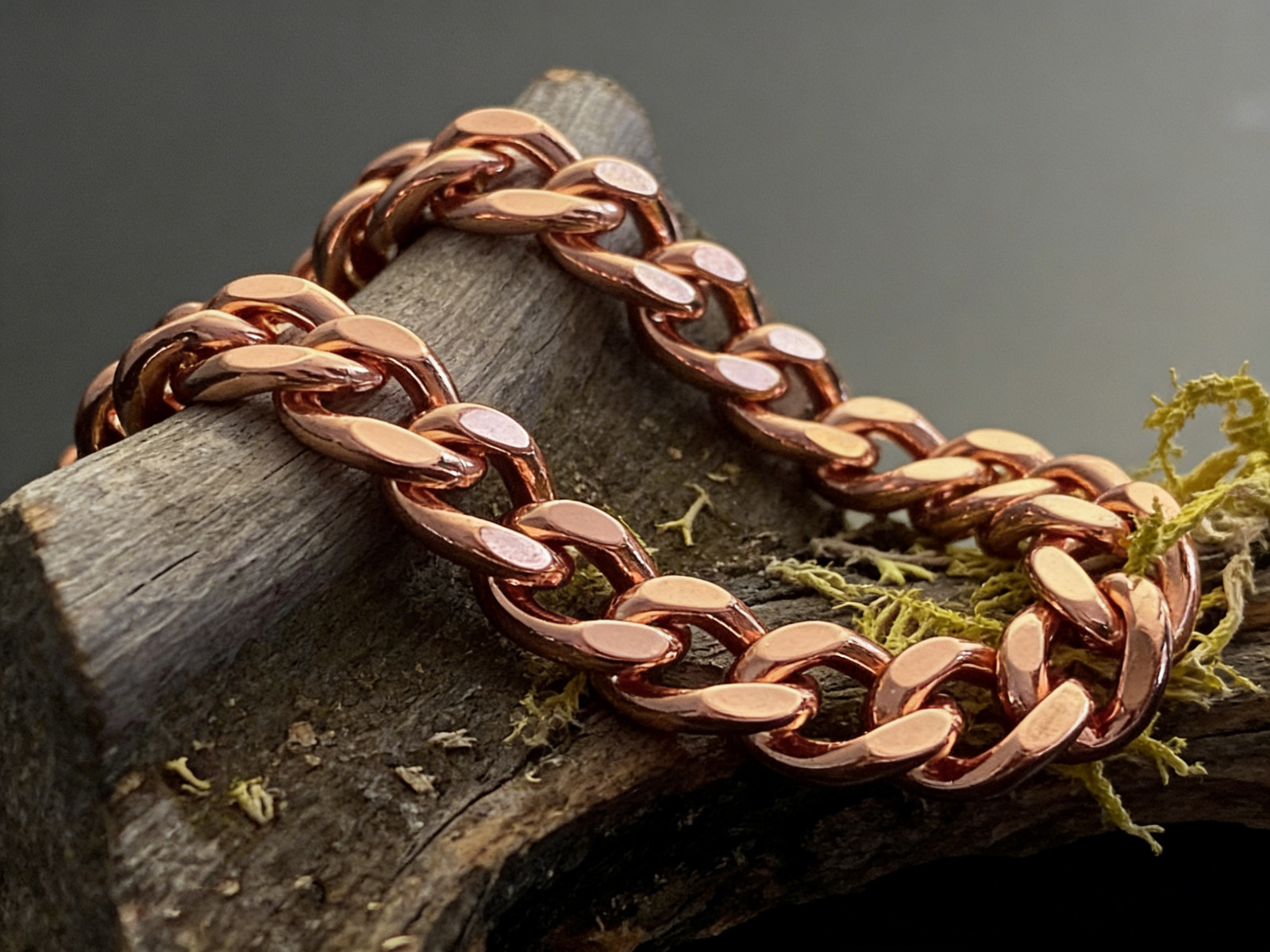9 in Pure Solid Copper Bracelet Arthritis Cuban Chain Curb Link Rider Bracelet