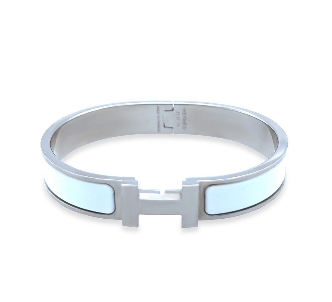 Authentic Hermès Clic H Bracelet Palladium-Plated White RRP $1,120*