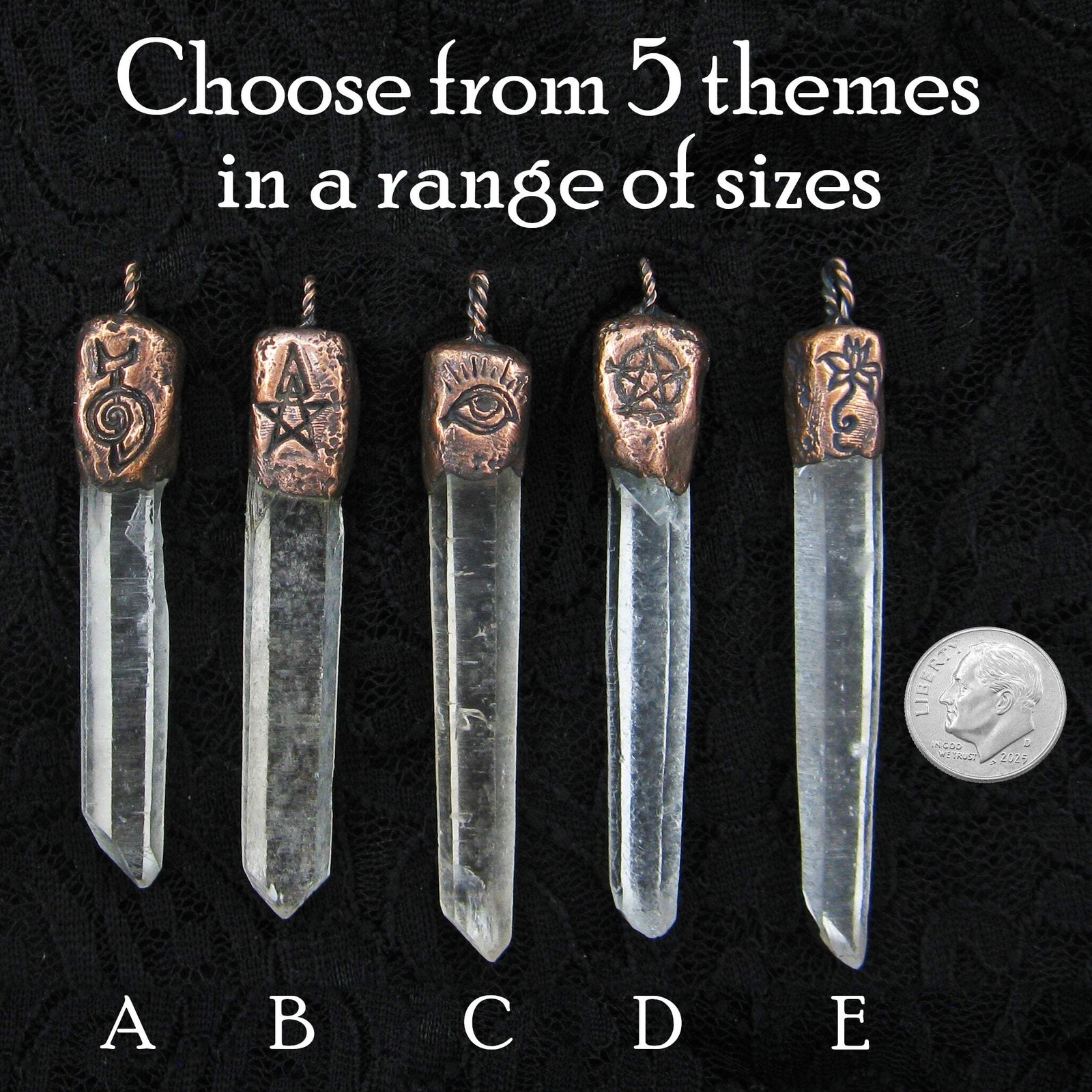 Copper Quartz Point Pendant ONLY No Chain – Mystical Symbol Handmade Jewelry