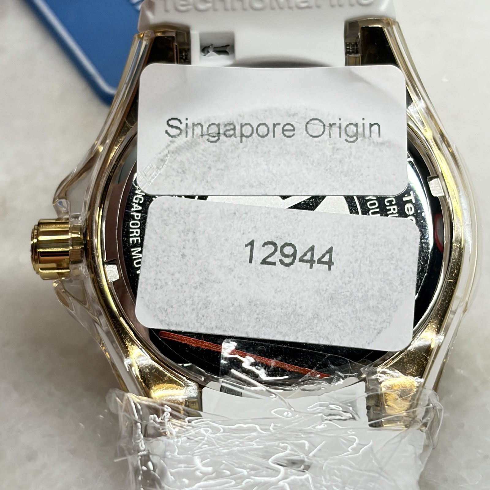 TechnoMarine Cruise Monogram Men’s 46mm Gold Black Dial White Strap TM-122013