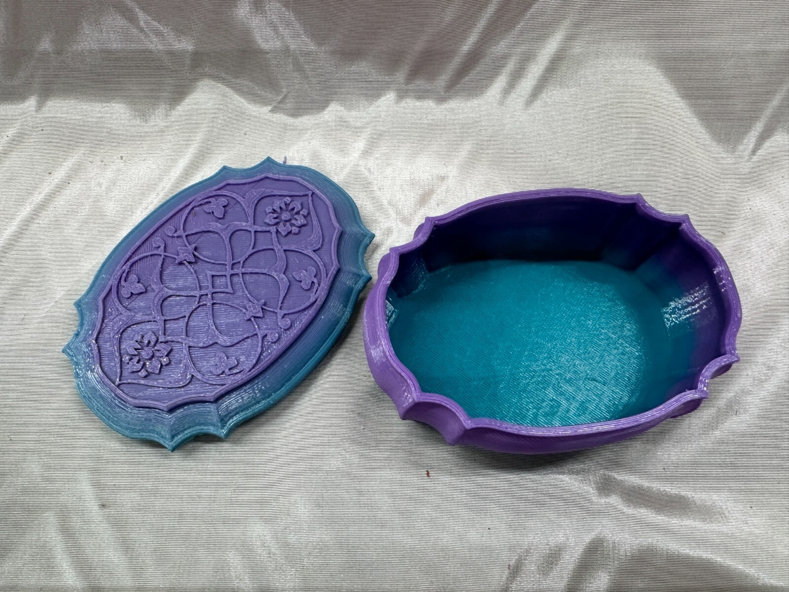 Purple & Blue Trinket / Jewelry Box, 4.5″ x 3.5 x 1.5″