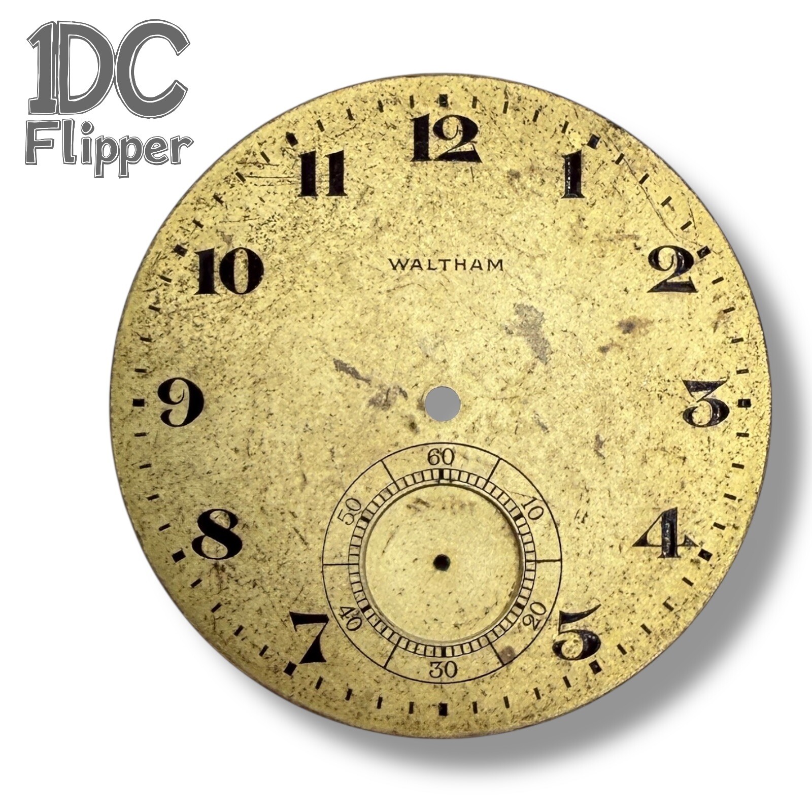 Waltham Pocket Watch Dial 12s 39.7 mm Gold Dial Roman Single Sunk 9.4 W5 Read!
