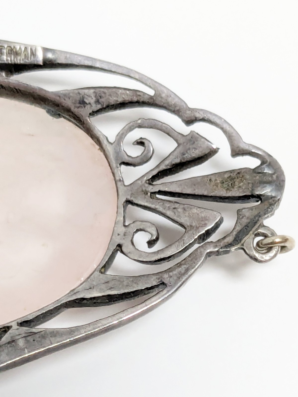 Vintage Sterling Silver Pink Quartz Germany Clasp Missing stone For fix or parts