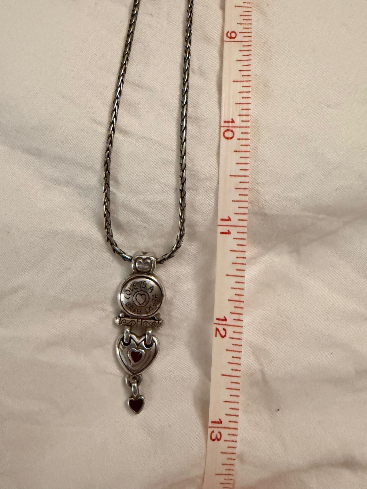 Brighton “Love Is A Heart Beat” Silver Heart Pendant Necklace & Matching Earring