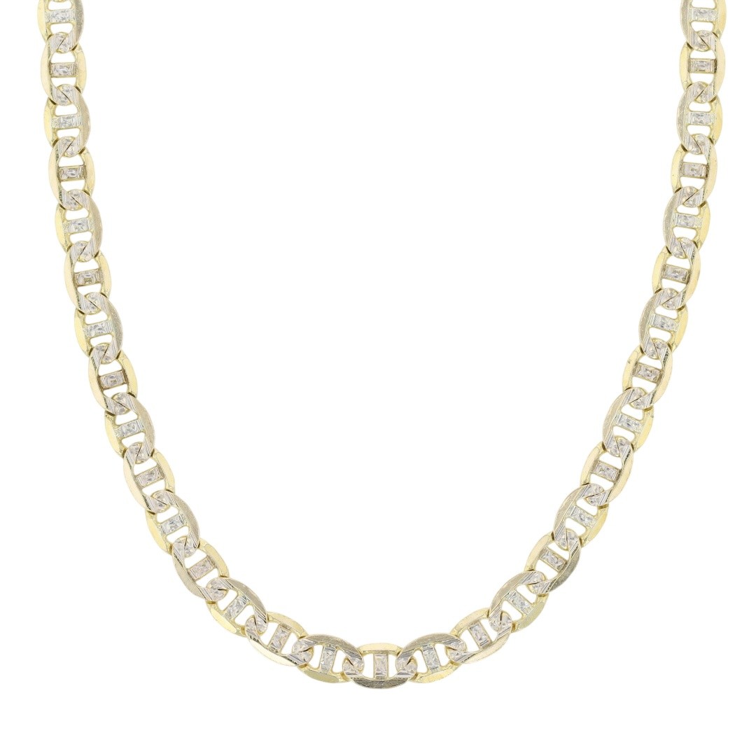 3.5mm Textured Anchor Link Chain 26.5″ Necklace 10k Multi-Tone Gold 12.00 Grams