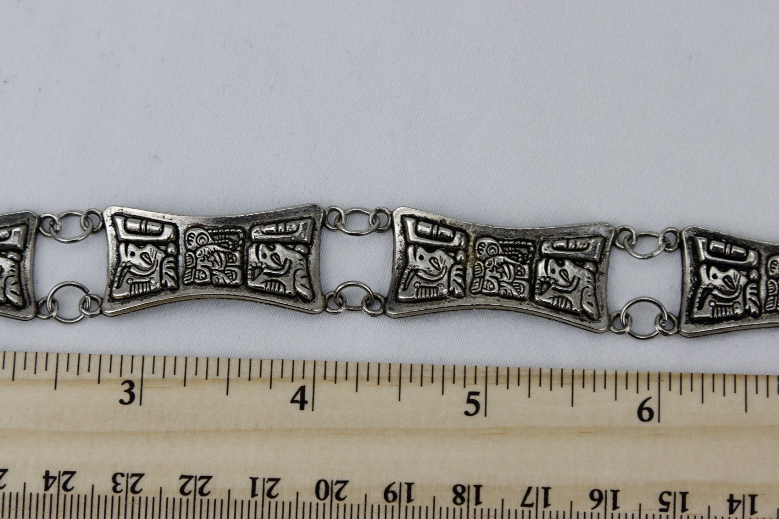 Mayan Style Panel Bracelet, Toggle Closure, 16gr