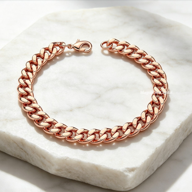 Copper Cuban Link Men Bracelet Classic Chain Bangle Arthritis Pain Relief Gift