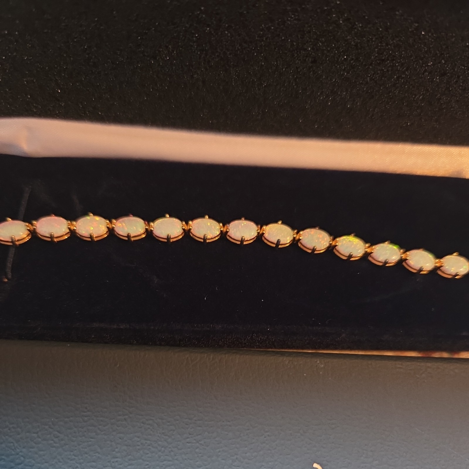 Opal Fire Allure 10 carat Opal Tennis Bracelet Sz 7.5. Sterling & 14k plate