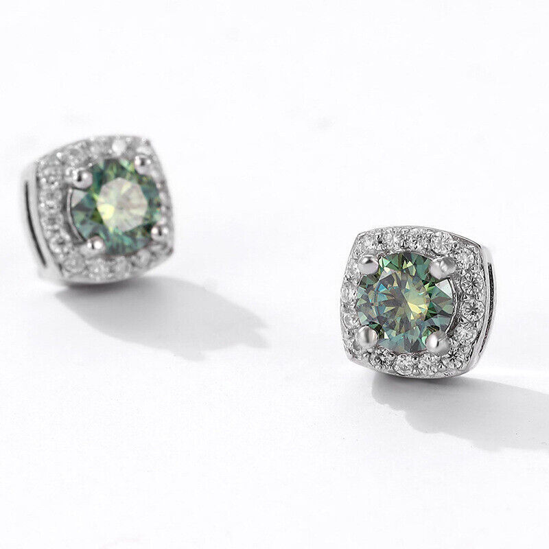 2Ct Round Cut Moissanite Magnetic Earrings No Piercing Women 925 Sterling Silver