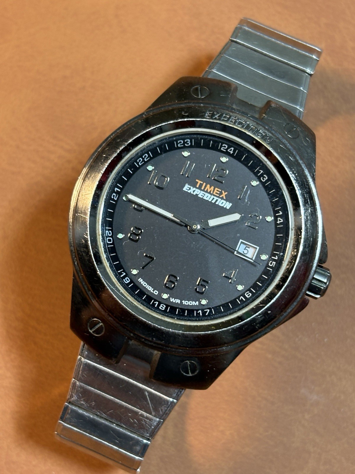 Timex Expedition Indiglo WR100M Men Quartz Watch 42mm,Expandable Band,Untested