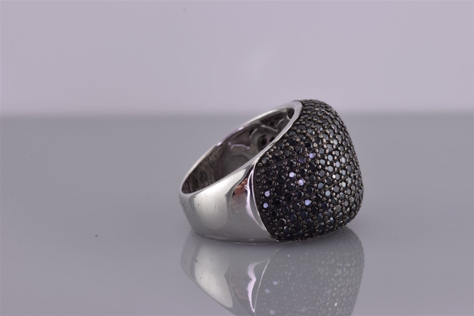 Fuzion Creation Sterling Silver Micro Black Cubic Zirconia Band Ring 925 Sz: 5