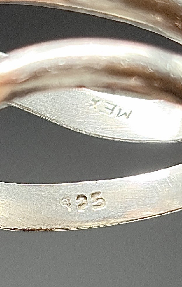 925 STERLING SILVER MEXICO KNOTTED INTERLOCKING RING BAND SIZE 8.5 ~ 5.6 GRAMS