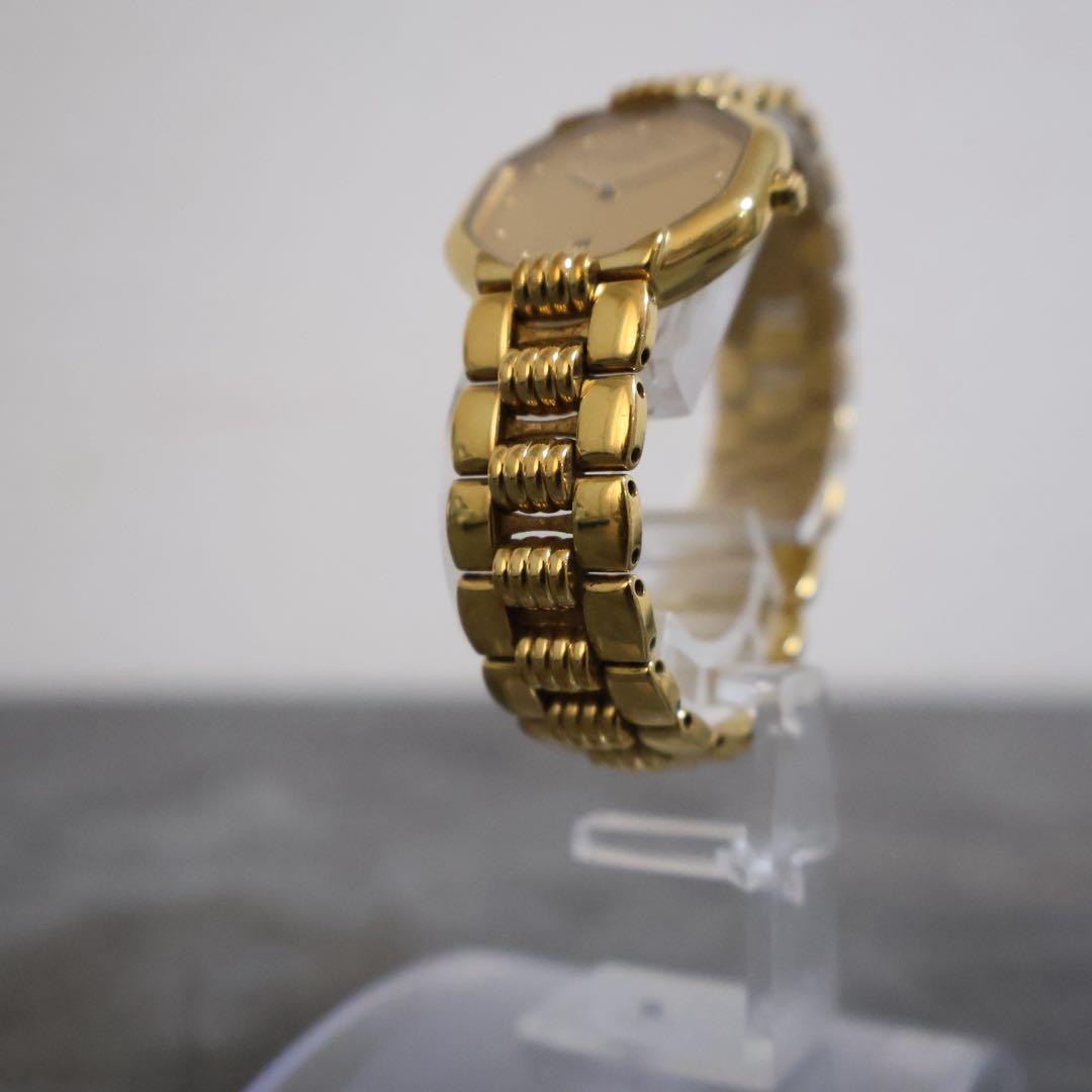 Christian Dior Octagon Gold Quartz Wristwatch Date Display