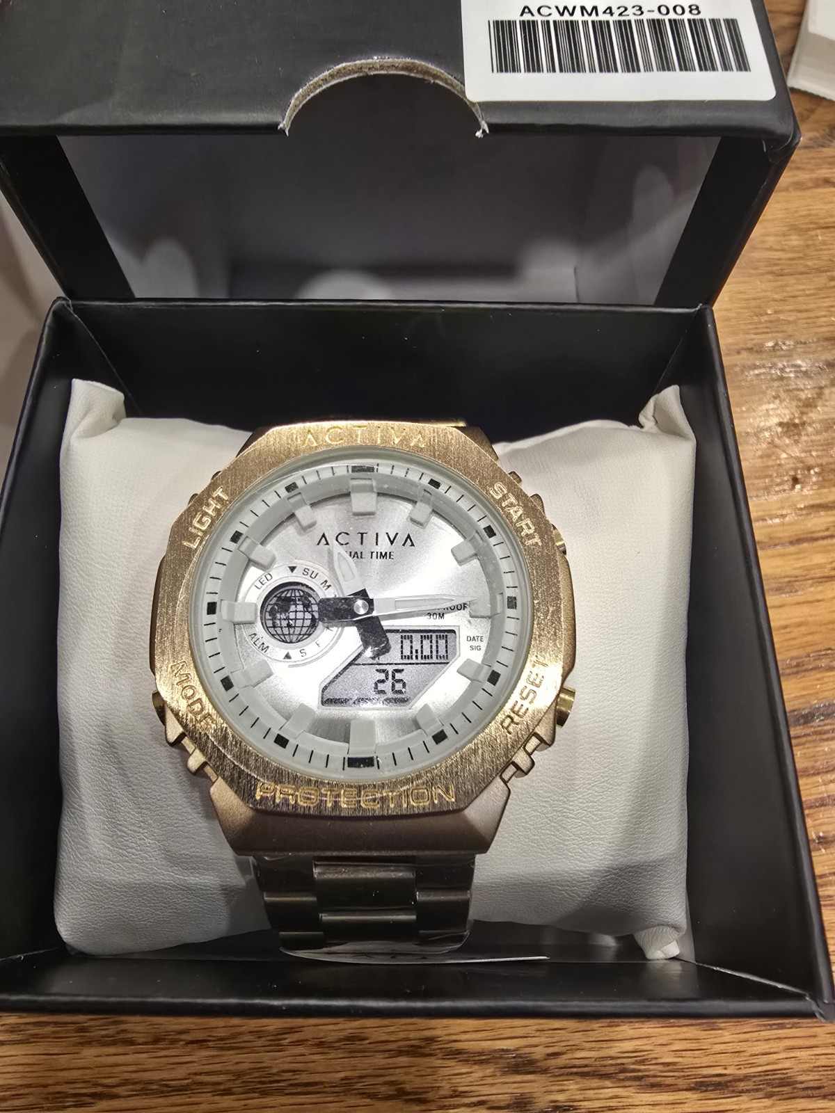 Activa X Invicta Digital Unisex Watch 45.5mm, Gold/White ACWM423-008