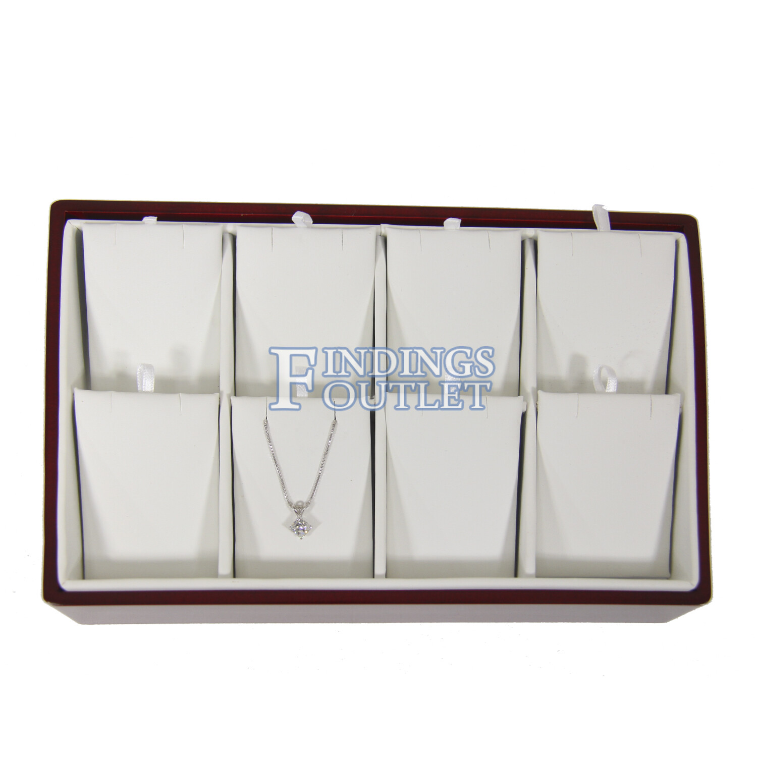Rosewood 8 Slot Pendant Jewelry Display Holder Stackable Showcase Tray Stand