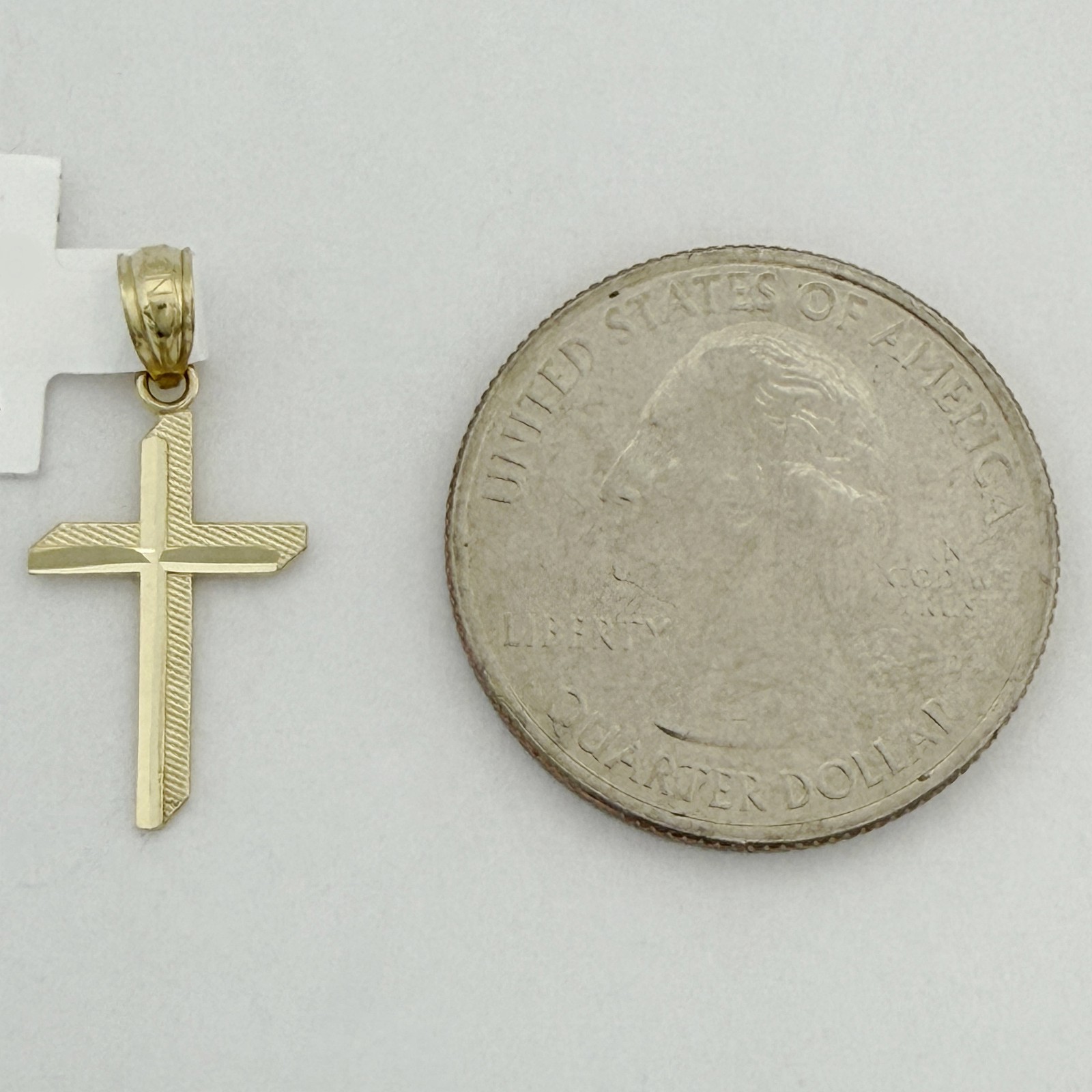 10k Yellow Gold Unisex Tiny Cross Religious Charm Pendant Jewelry Gift