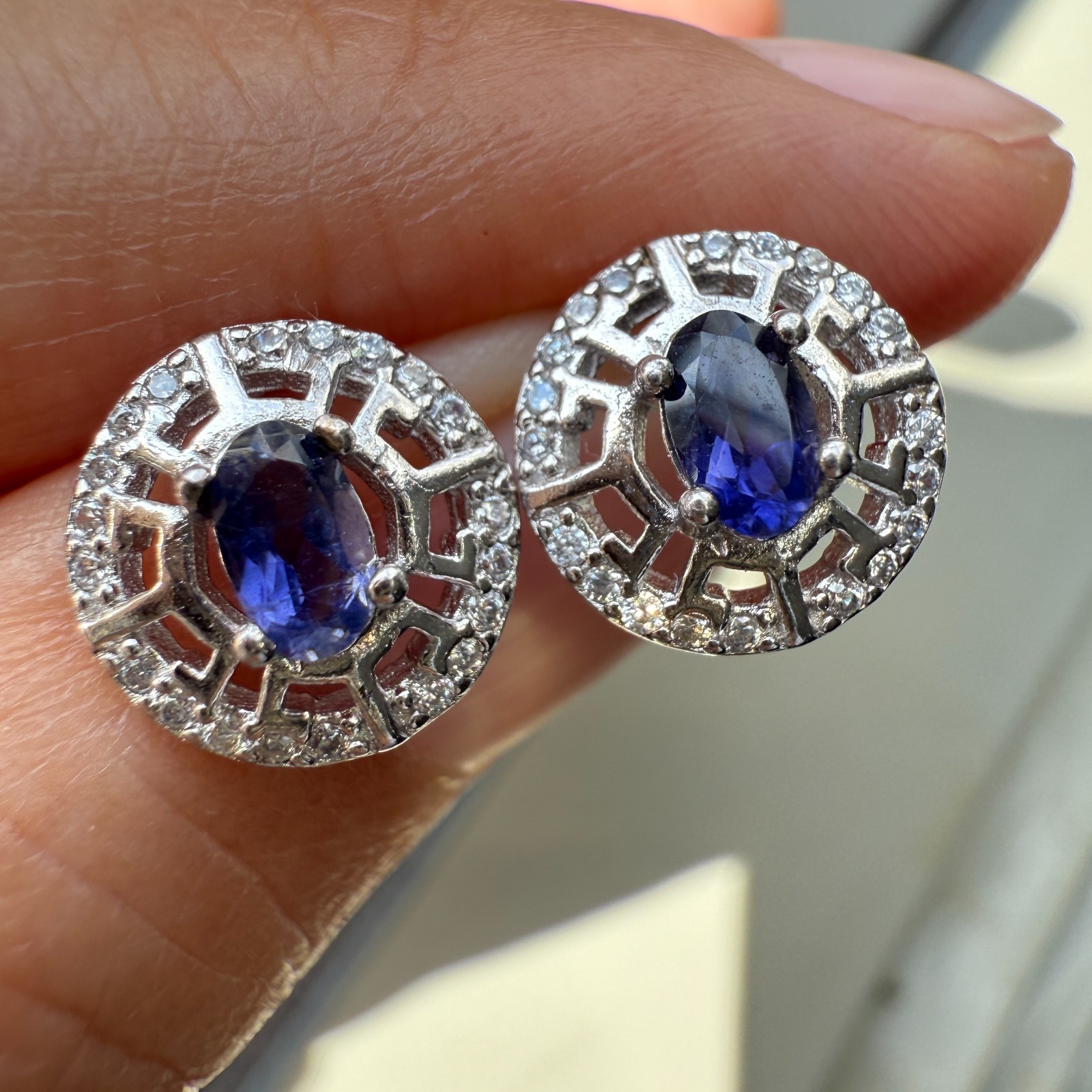 925 Sterling Silver Earrings 5x3mm Natural London Blue Topaz Gemstone Zircon New