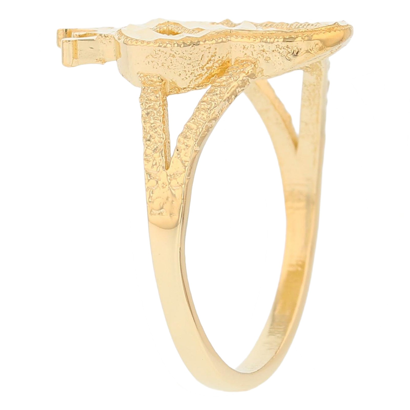 10k or 14k Yellow Gold Regal Crown Design Initial Letter Q Ring