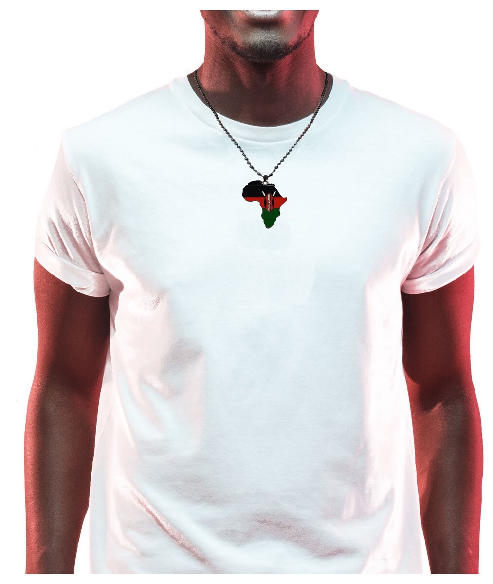 Kenya Flag Pendant Necklace African Map Chain by Dupsie’s